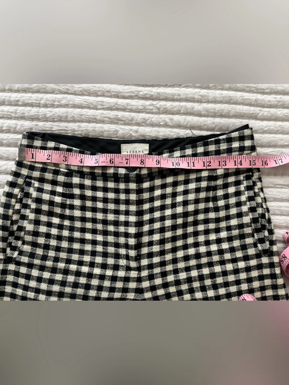 Sezane Martin Crop Trousers Black/ Ecru Gingham - Size 6 - Picture 3 of 9